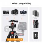 Mini tripé de mesa dobrável em liga de alumínio de 55 cm com cabeça esférica BH-25L de baixo centro de gravidade, placa de liberação rápida de 1/4", adequado para DSLRs, câmeras sem espelho, smartphones, etc., suporta 6 kg, inclui um grampo de telefo