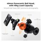 K&F Concept Lightweight Compact Camera Tripod Plastic BH-40 Gimbal, 2-in-1 Rubber Feet + Metal Spikes, with a Phone and Tablet Holder Omni O235A1+BH-40