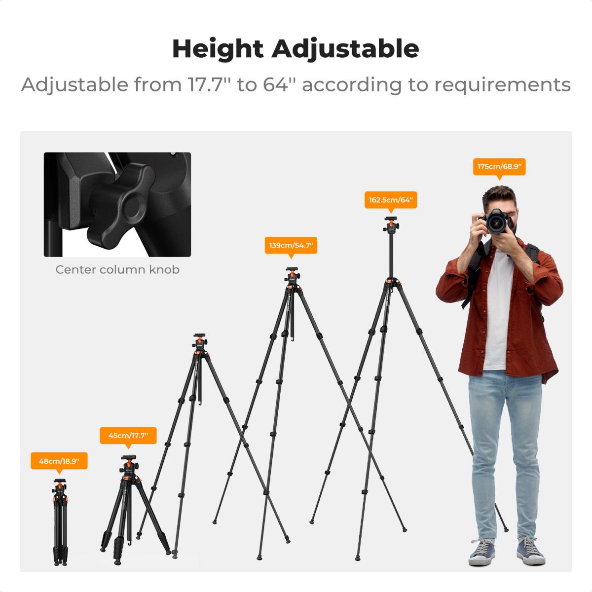 Compact Camera Stand Lightweight Compact Camera Tripod Omni O235A1+BH-40 | K&F Concept ...