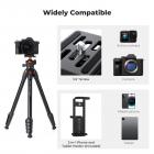 K&F Concept Lightweight Compact Camera Tripod Plastic BH-40 Gimbal, 2-in-1 Rubber Feet + Metal Spikes, with a Phone and Tablet Holder Omni O235A1+BH-40