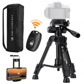 K&F Concept Mini Desk Tripod for Camera, 25'' Aluminum Tabletop Cellphone Video Tripods with Remote Control, Portable Travel Tripod for DSLR Cameras Camcorder Phone Projector Spotting Scope S233A0