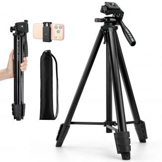 K&F CONCEPT 57.9'' Tripod for Phone& Camera, Compact Portable Travel Tripod