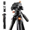 K&F Concept 63" kamerastativ med fluidhoved, letvægts aluminiumsvideostativ til vlogging, rejser og livestreaming