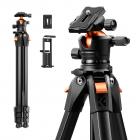 67" / 172cm Aluminum Travel Camera Tripod with Arca-Compatible Ball Head, Compact Portable Lightweight Tripod Weighs 2.6 lb, Max Load 22 lb for DSLR Mirrorless Spotting Scope iPhone Teleprompter K&F CONCEPT