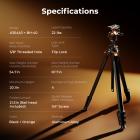 67" / 172cm Aluminum Travel Camera Tripod with Arca-Compatible Ball Head, Compact Portable Lightweight Tripod Weighs 2.6 lb, Max Load 22 lb for DSLR Mirrorless Spotting Scope iPhone Teleprompter K&F CONCEPT