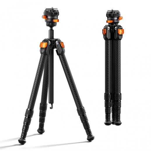 60" Carbon Fiber Travel Tripod for Camera, 2.0lb Ultra-Lightweight with Flexible Center Axis, Low Profile 360° Pan Tilt Ball Head, Arca QR Plate, Max Load 13.2lb K&F CONCEPT