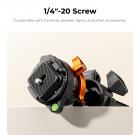 60" Carbon Fiber Travel Tripod for Camera, 2.0lb Ultra-Lightweight with Flexible Center Axis, Low Profile 360° Pan Tilt Ball Head, Arca QR Plate, Max Load 13.2lb K&F CONCEPT