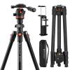 71" Aluminum Compact Camera Tripod, Portable Travel Tripod Compatible with iPhone, 17.6lbs Capacity Arca Swiss Ball Head for DSLR Mirrorless O234A3+BH-36 K&F CONCEPT