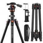 71" Aluminum Compact Camera Tripod, Portable Travel Tripod Compatible with iPhone, 17.6lbs Capacity Arca Swiss Ball Head for DSLR Mirrorless O234A3+BH-36 K&F CONCEPT