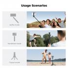 25.6'' Mini Selfie Stick Tripod Stand, 5 Levels 360° Ball Head Pocket Tripod with Cold Shoe, Small Tripod Compatible with DJI Osmo Pocket 3 Action 5 Pro GoPro Hero13 Smartphone.