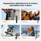 K&F CONCEPT MS71 [Apertura automatica in 1 secondo] Mini selfie stick treppiede, treppiede tascabile leggero da 25,6'' con testa a sfera e slitta a caldo, piccolo treppiede da scrivania compatibile con DJI Osmo Pocket 4/3 Action5 GoPro13/12.