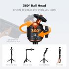 K&F CONCEPT MS71 [1s Auto Open] Mini Selfie Stick Tripod, 25.6''Lightweight Ball Head Pocket Tripod with Cold Shoe, Small Desk Tripod Compatible with DJI Osmo Pocket 4/3 Action5 GoPro13/12.