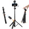 K&F Concept 62" Selfie Stick Tripod with Remote, Auto Open Phone Tripod for Vlogging & Travel