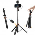 K&F Concept 62" Selfie Stick Tripod with Remote, Auto Open Phone Tripod for Vlogging & Travel