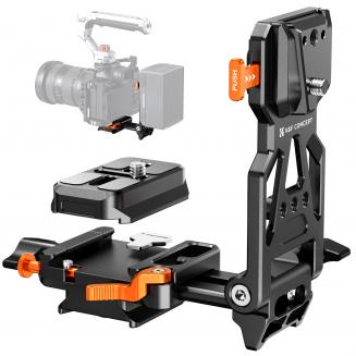 K&F CONCEPT Foldable V-Mount Battery Plate with Modular Plate, Arca-Compatible Camera Mount for Camera Cage, Video Rig & V-Mount Battery Setup