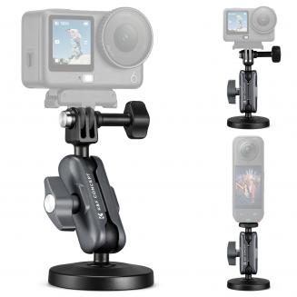 K&F CONCEPT Magnetic Camera Mount with Magic Arm, 360° Adjustable Ball Head Mount for GoPro, DJI & Insta360 Action Cameras, Quick Release Magnetic Suction Cup Mount for Video Shooting