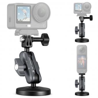K&F CONCEPT Magnetic Camera Mount with Magic Arm, 360° Adjustable Ball Head Mount for GoPro, DJI & Insta360 Action Cameras, Quick Release Magnetic Suction Cup Mount for Video Shooting