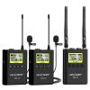UHF 100M Remote Wireless Lavalier Microphone 100 Channels with 2 Transmitters + 1 Dual-channel receiver for Canon Nikon DSLR Cameras Camcorder Video iPhone iPad for Presentation&Interview