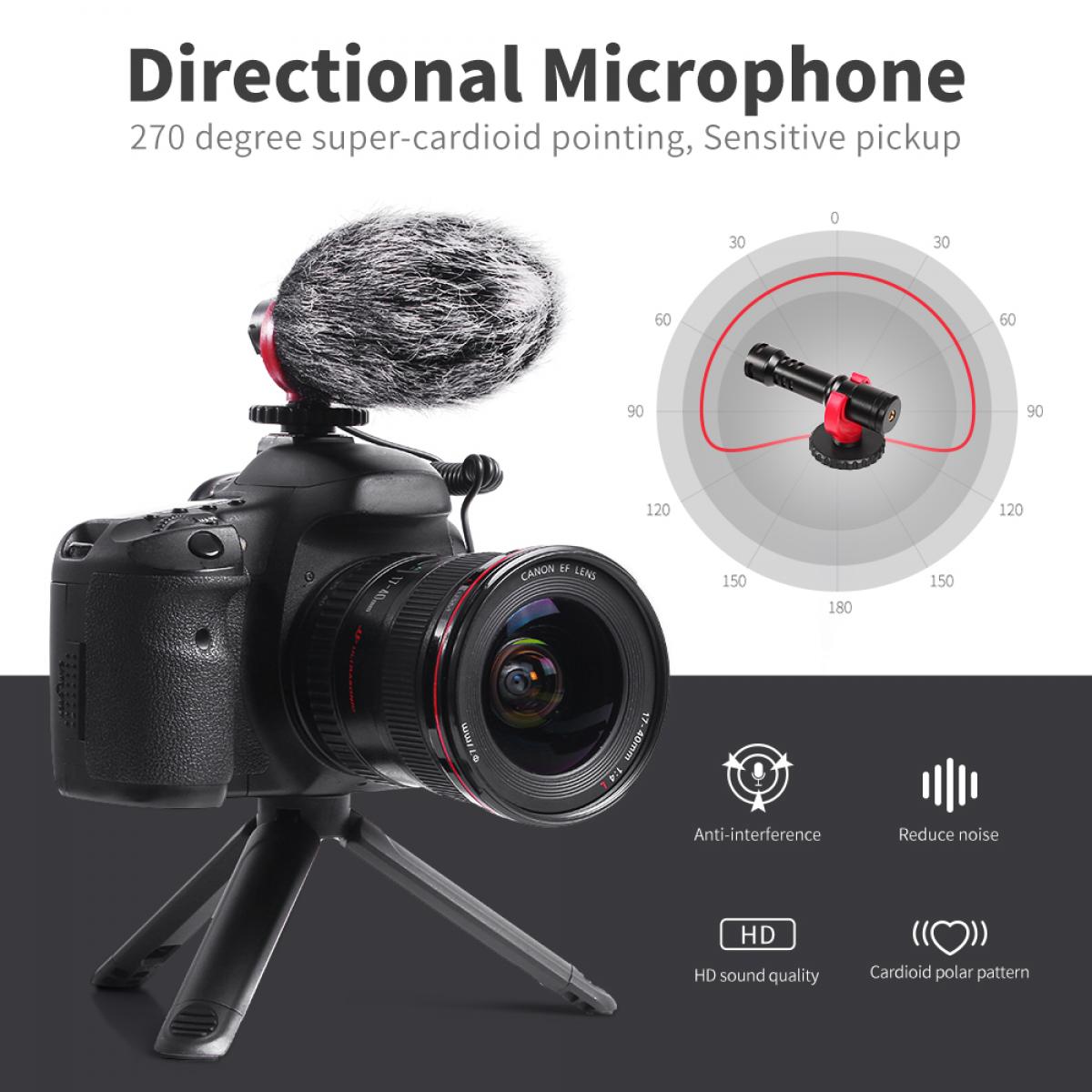 Camera Video Microphone Kit for YouTube, Vlog Windscreen 3.5mm for