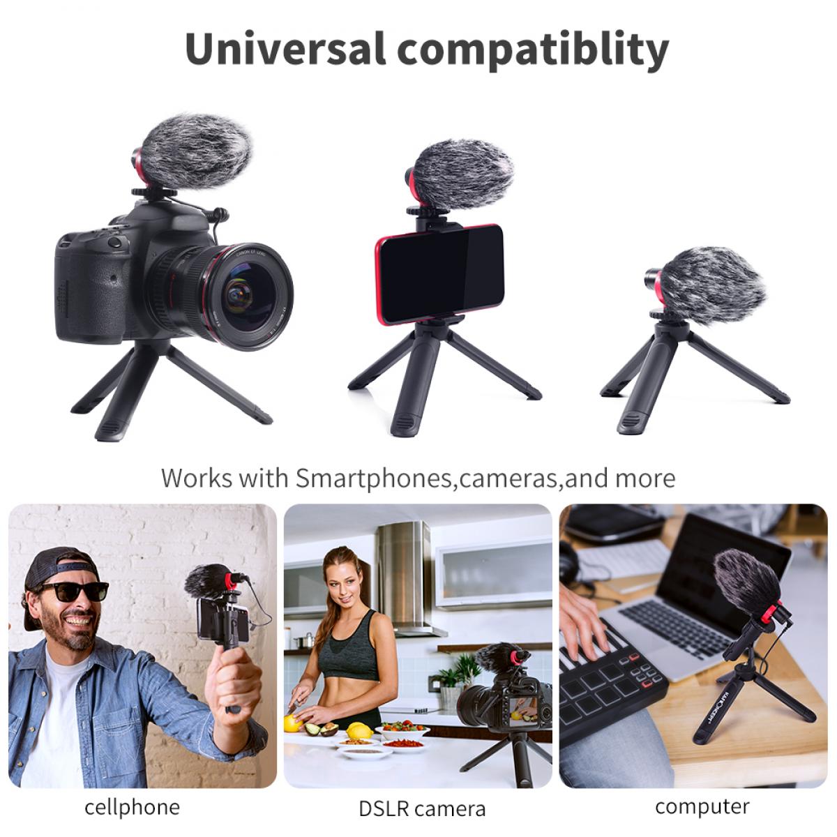 Camera Video Microphone Kit for YouTube, Vlog Windscreen 3.5mm for