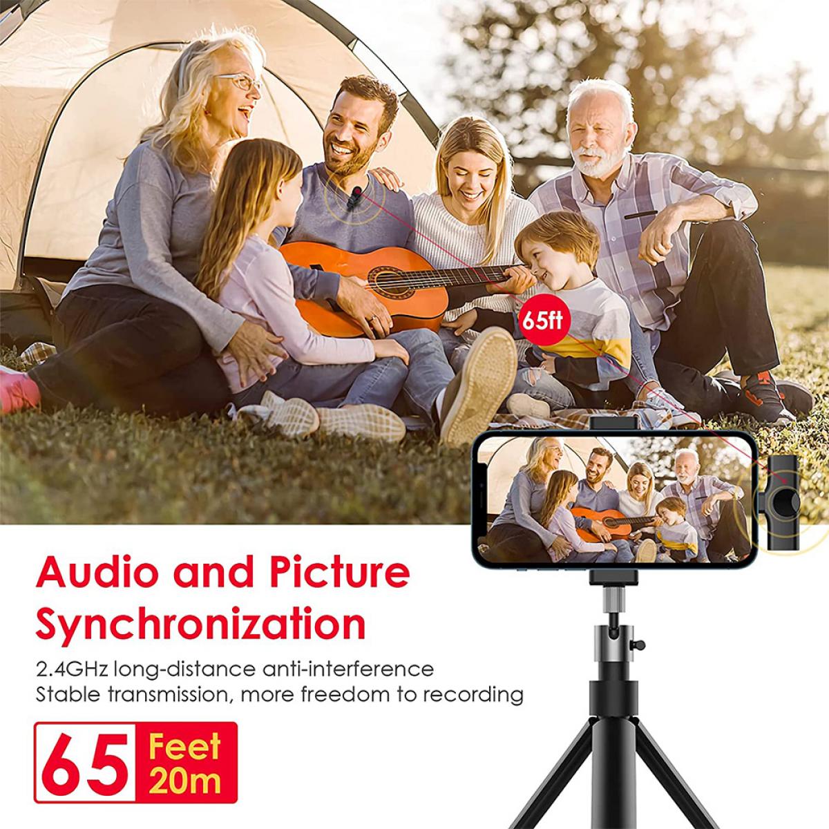 EP033 Mini Plug Play Microphone Wireless Lavalier Mic For iPhone & iPad