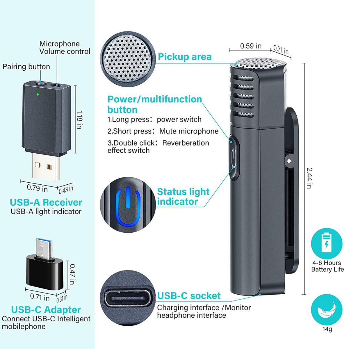 Litufoto micrófono lavalier VV10 USB-C