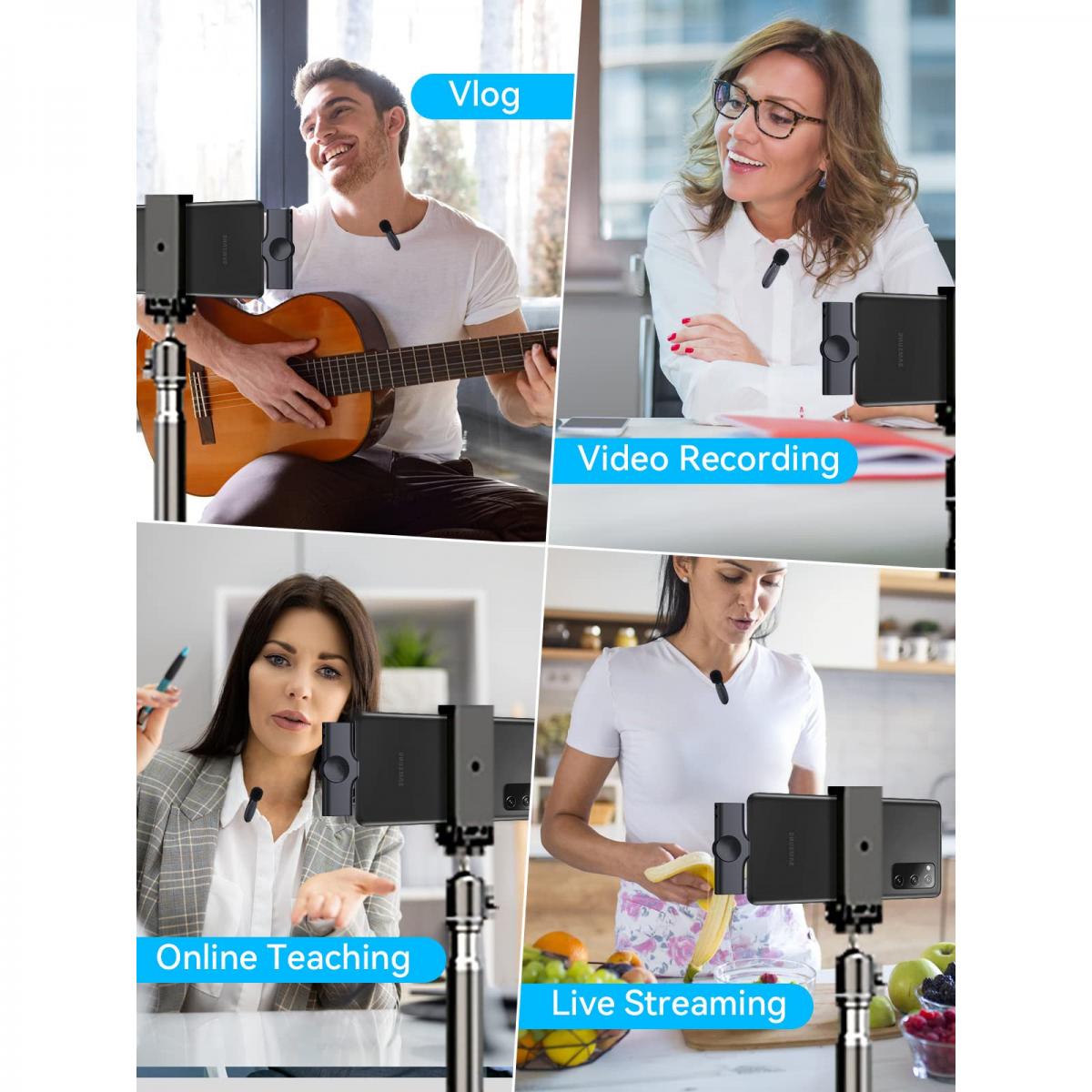 Android용 AP004 무선 라발리에 마이크 - 동영상, 라이브 스트리밍, 동영상 블로그용 USB C 미니 라발리에 마이크 ...