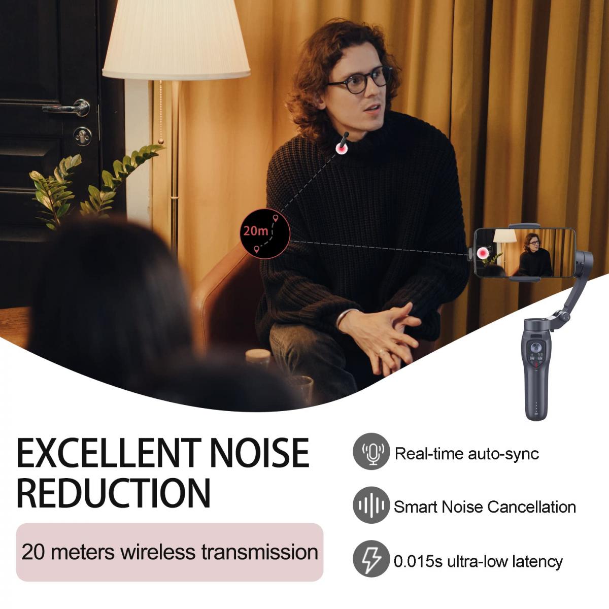 AP004 Plug and Play Wireless Lavalier Microphone for for iPhone 14 pro Recording, Wireless Microphone for YouTube, TikTok, Facebook Live, Vlog No App