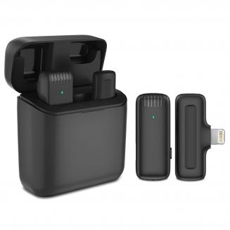 J11 One-to-one wireless lavalier microphone, compatible with iPhone and iPad, with charging box, plug and play