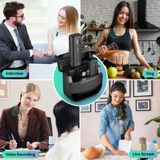  Wireless Lavalier Microphone for iPhone iPad, Leereel Plug-Play  Wireless Lapel Mic for Recording TikTok  Live Stream - 3 Level Noise  Reduction, Auto Sync, No APP & Bluetooth Needed : Musical