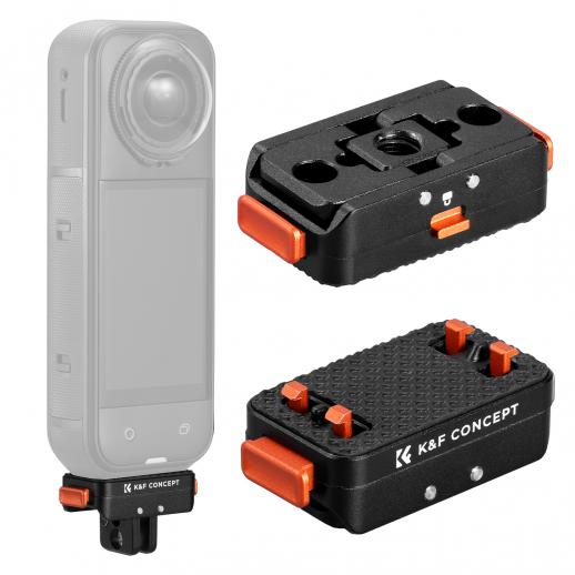 K&F Concept 1個 マグネット式クイックリリースアダプターマウント Insta360 X5対応、1/4ネジ穴/アダプター接続/安全ロック付き、Ace Pro 2用アルミニウム合金ブラケット拡張ベーススタンド