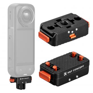 K&F Concept 1Pcs Magnetic Quick Release Adapter Mount Compatible with Insta360 X5, with 1/4 Screw Hole/Adapter Connection/Safety Lock, Aluminum Alloy Bracket Expansion Base Stand for Ace Pro 2