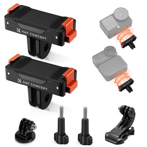 K&F CONCEPT 2 Pack Magnetic Adapter Mount for DJI Osmo Nano/Osmo Action 6, Quick Release Extension Base Bracket with 1/4" Adapter/Quick-Release Buckle for Tripod, Action Camera Vlogging Accessories
