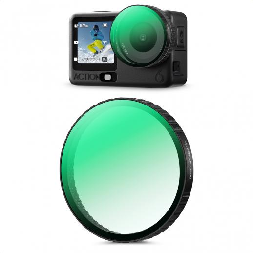 K&F CONCEPT スナップオン ブラック ディフュージョン 1/4 フィルター DJI Osmo Action 6 対応、クリエイティブ ミスト シネマティック エフェクト フィルター、マルチコーティング/光学ガラス/アルミニウム合金フレーム アクションカメラ アクセサリー