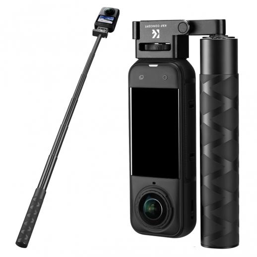 K&F CONCEPT Foldable Selfie Stick Compatible with Insta360 X5, 92.5cm/36.4inch Aluminum Alloy Extension Rod Invisible Pole, 1/4" Screw Mount Adjustable Handle Grip for Insta 360 X4/X3, DJI Osmo 360