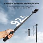 K&F CONCEPT Foldable Selfie Stick Compatible with Insta360 X5, 92.5cm/36.4inch Aluminum Alloy Extension Rod Invisible Pole, 1/4" Screw Mount Adjustable Handle Grip for Insta 360 X4/X3, DJI Osmo 360