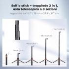Treppiede telescopico K&F CONCEPT da 142 cm/55,9" per selfie stick per action camera, supporto portatile 2 in 1 con impugnatura e asta per GoPro Hero 13/12/11/10/9/8, accessori per DJI Osmo Action 6/Osmo Action 5 Pro/4/3