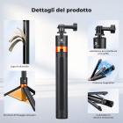 Treppiede telescopico K&F CONCEPT da 142 cm/55,9" per selfie stick per action camera, supporto portatile 2 in 1 con impugnatura e asta per GoPro Hero 13/12/11/10/9/8, accessori per DJI Osmo Action 6/Osmo Action 5 Pro/4/3