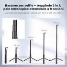 Treppiede K&F CONCEPT 2 in 1 per selfie stick invisibile da 66" per Insta360 X5/X4/X3/DJI Osmo 360, asta di estensione con impugnatura regolabile per GoPro, DJI Osmo Pocket 3/4, accessori per Osmo Action 5 Pro/6/4/3