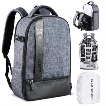 15L Camera Backpack DSLR/SLR Camera Bag Fits 14-15" Laptop, Tripod, Canon/Nikon/Sony/Olympus, Black + Grey