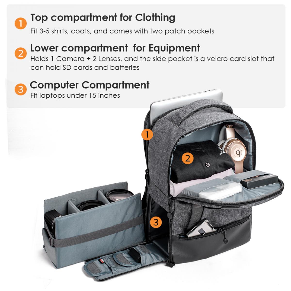 Câmera Mochila Grande Capacidade Mochila DSLR Travel Bag