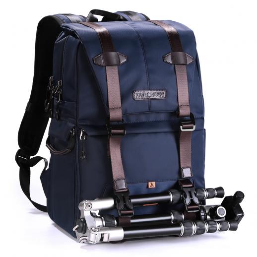 K&F Concept Camera Backpack 20L Large Waterproof Camera Bag with Front  HardShell / 15.6 Laptop / Tripod Compartment for Photographers, Blue