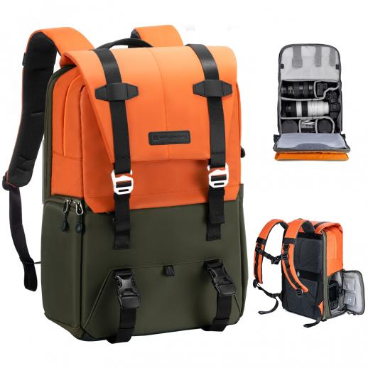Beta Backpack 20L Photography Backpack, Lightweight Camera Bags Large Capacity Camera Case with Rain Cover for 15.6 Inch Laptop, DSLR Cameras (Orange)