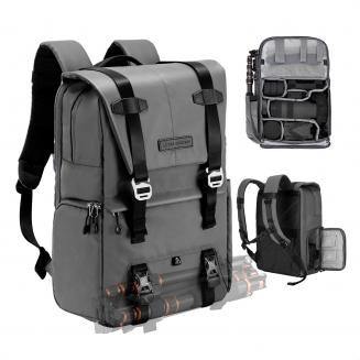 Mochila para câmera Bolsas para câmera para fotógrafos Estojo para câmera de grande capacidade com capa de chuva Compartimento para laptop de 15-15,6 polegadas compatível com Canon / Nikon / Sony / DJI Mavic Drone - Mochila 20L Urban Wander 01 (cinza aço)