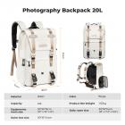 Camera Backpack Camera Bags for Photographers Large Capacity Camera Case with Raincover 15-15.6 Inch Laptop Compartment Compatible for Canon / Nikon / Sony / DJI Mavic Drone - Backpack 20L Urban Wander 01 (Beige)