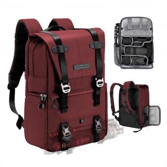 Camera Backpack Camera Bags for Photographers Large Capacity Camera Case with Raincover 15-15.6 Inch Laptop Compartment Compatible for Canon / Nikon / Sony / DJI Mavic Drone - Backpack 20L Urban Wander 01 (Red)