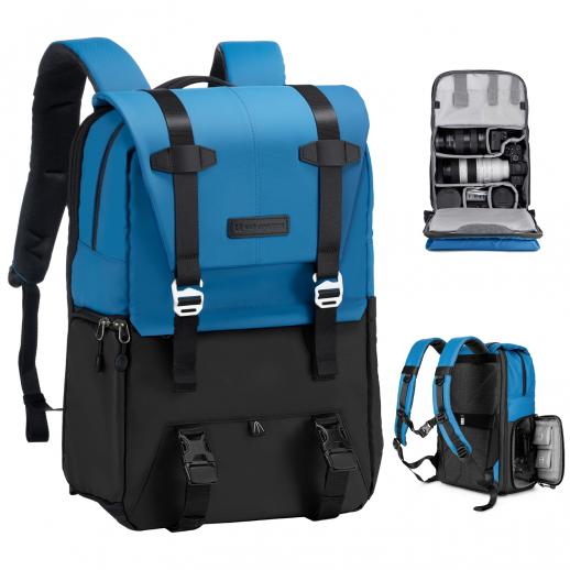 Beta Backpack 20L Photography Backpack, Lightweight Camera Bags Large Capacity Camera Case with Rain Cover for 15.6 Inch Laptop, DSLR Cameras (Blue + Black)