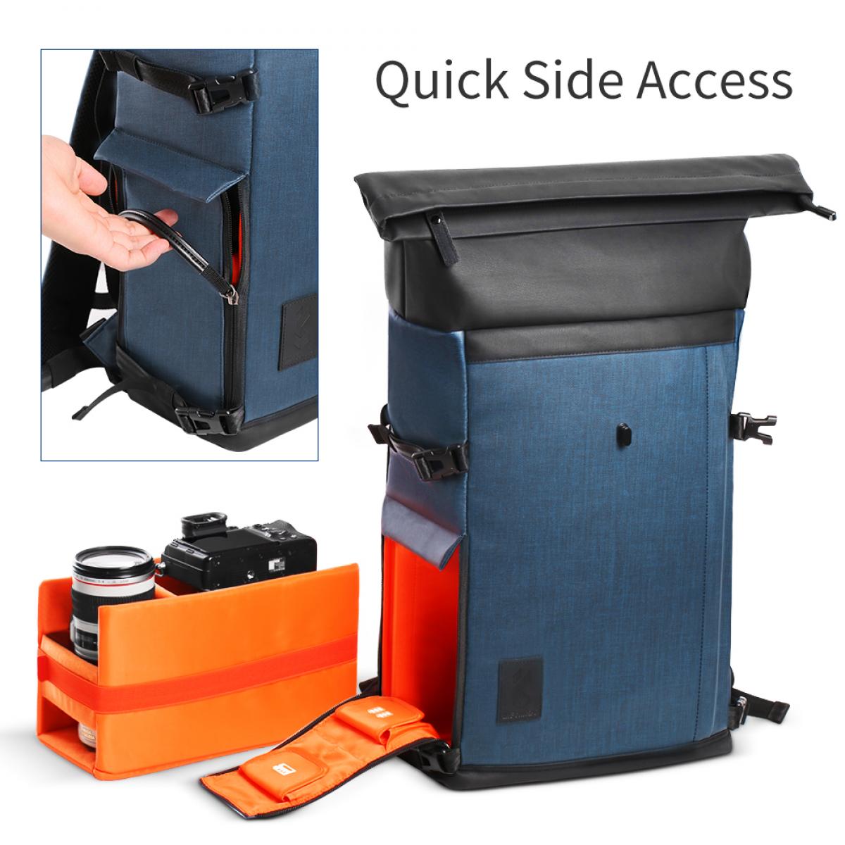 Pro Camera Roll-top Backpack for SLR Cameras and 15.6