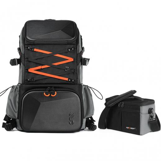 K&F Concept カメラバッグ屋外カメラバックパックラップトップコンパートメント三脚ホルダー付き大型写真バッグ防水レインカバーハイキングトラベル