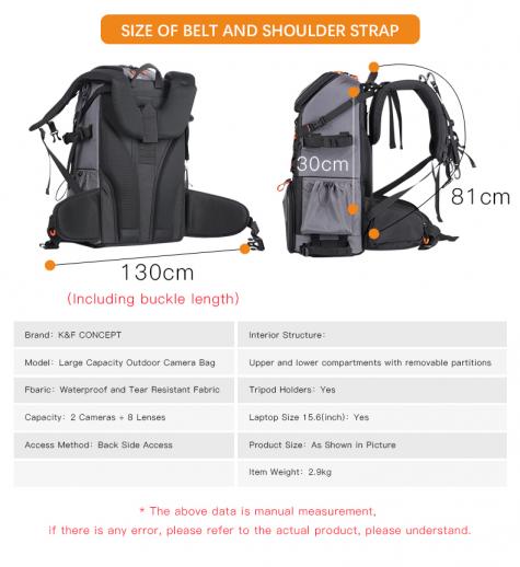Outdoor Camera Backpack Large Photography Bag with Laptop Compartment  Tripod Holder Waterproof Raincover Hiking Travel Professional DSLR Camera  Backpack for Men Women Side Access - K&F Concept